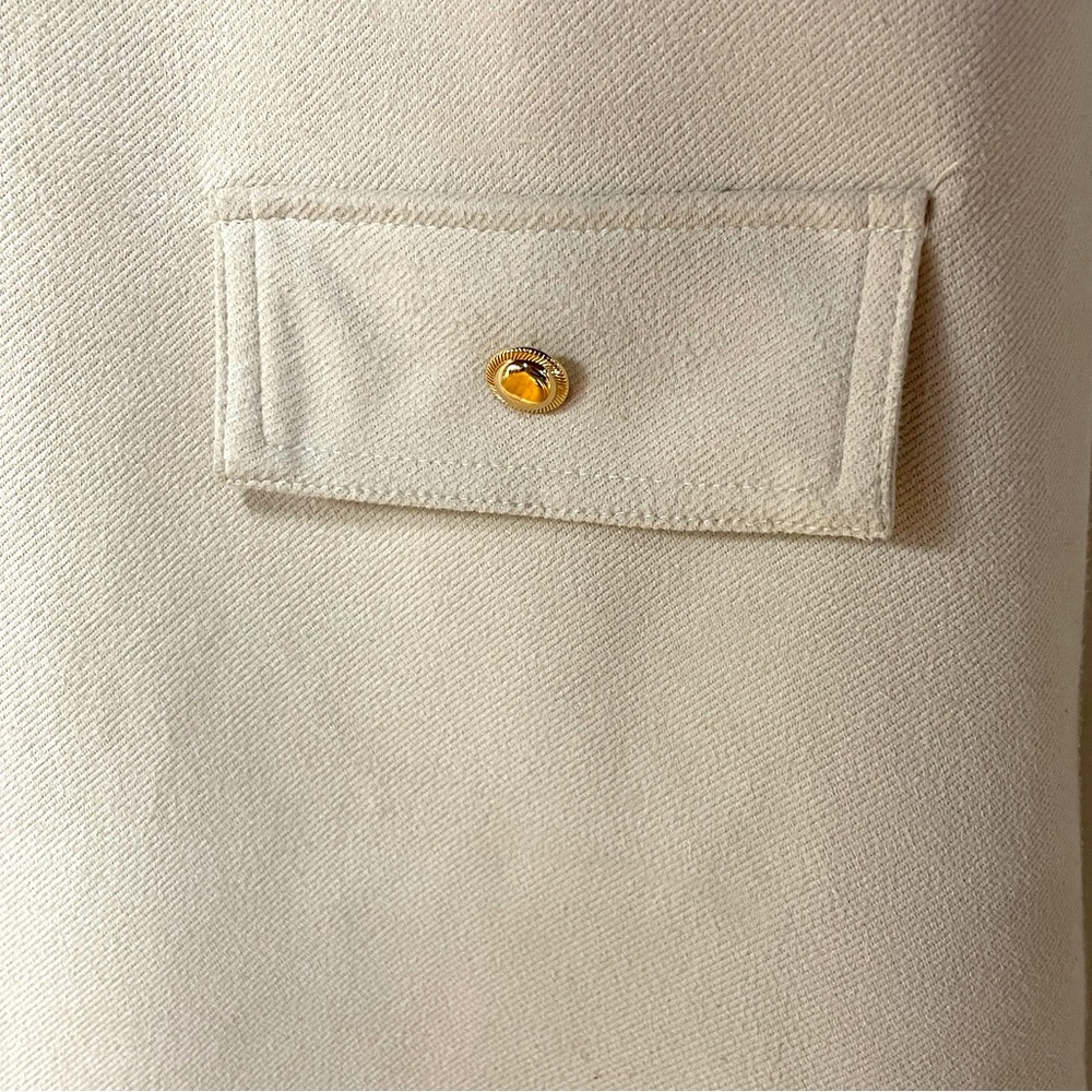 Zara Cream Colored Pocket Front Suede-Feel Raw Hem Short Sleeve Dress Sz S - Picture 5 of 6